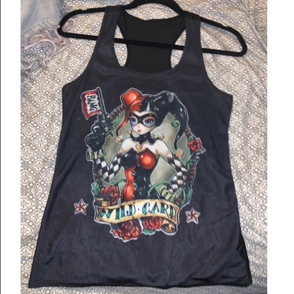 Harley Quinn style silky racerback tank top